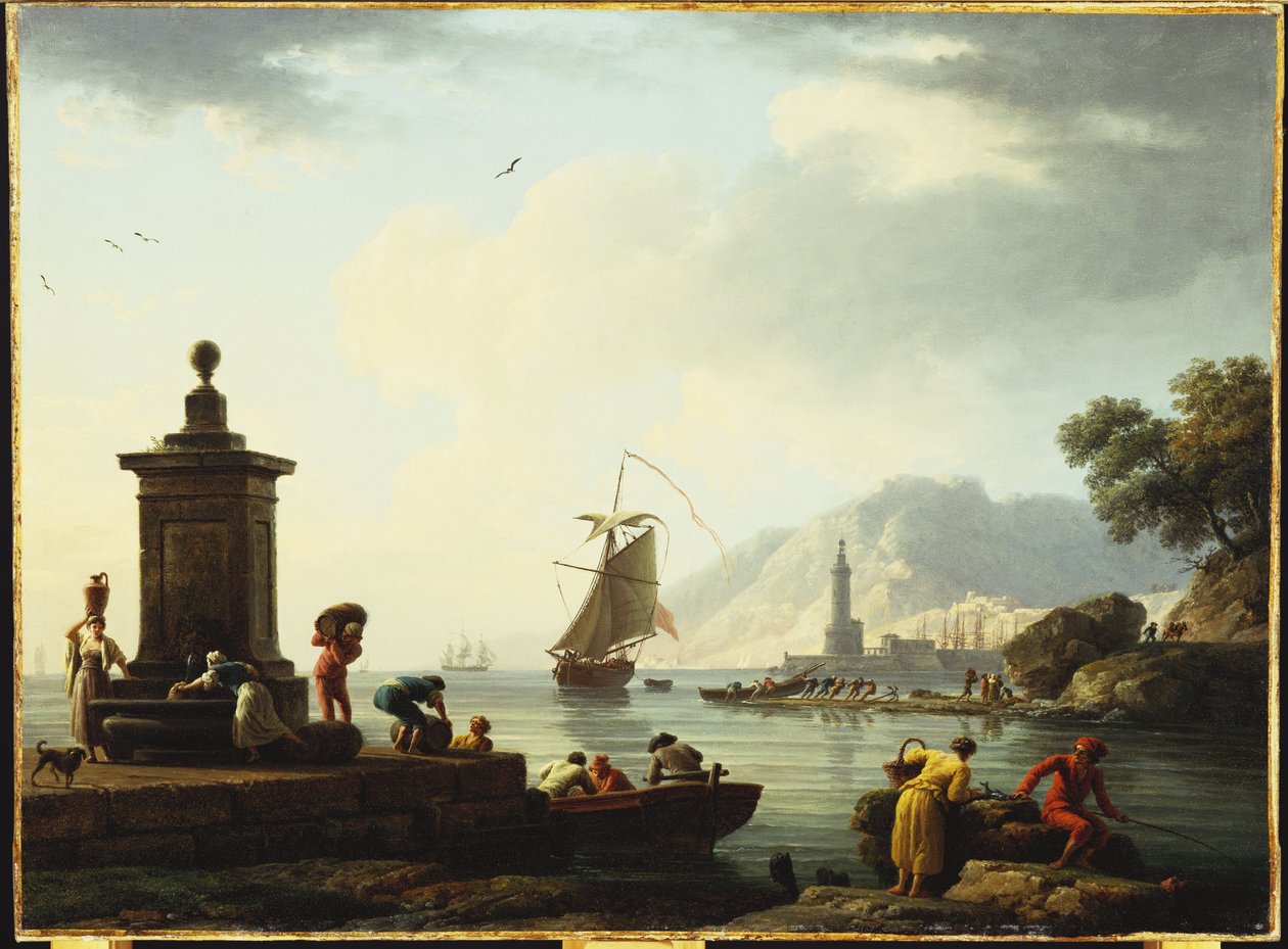 Uma vista do porto de Gênova, 1773 de Claude Joseph Vernet