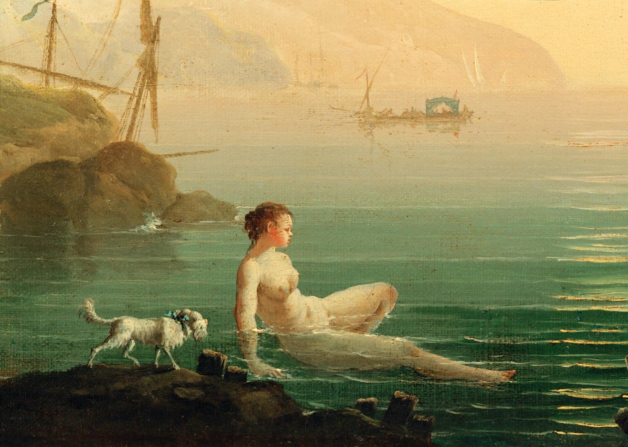 Raparigas a tomar banho à beira-mar ... (pintura sobre tela) de Claude Joseph Vernet