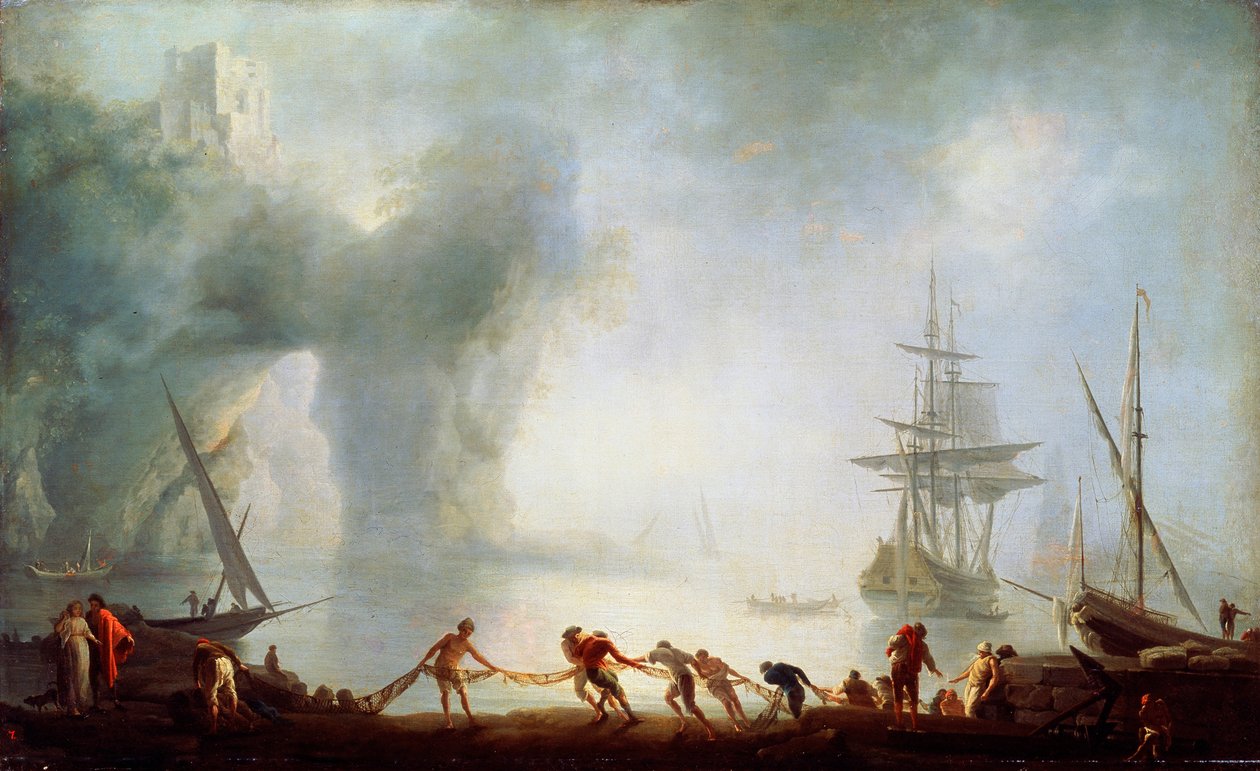 Amanhecer sobre Capri. Névoa, c1745. de Claude Joseph Vernet