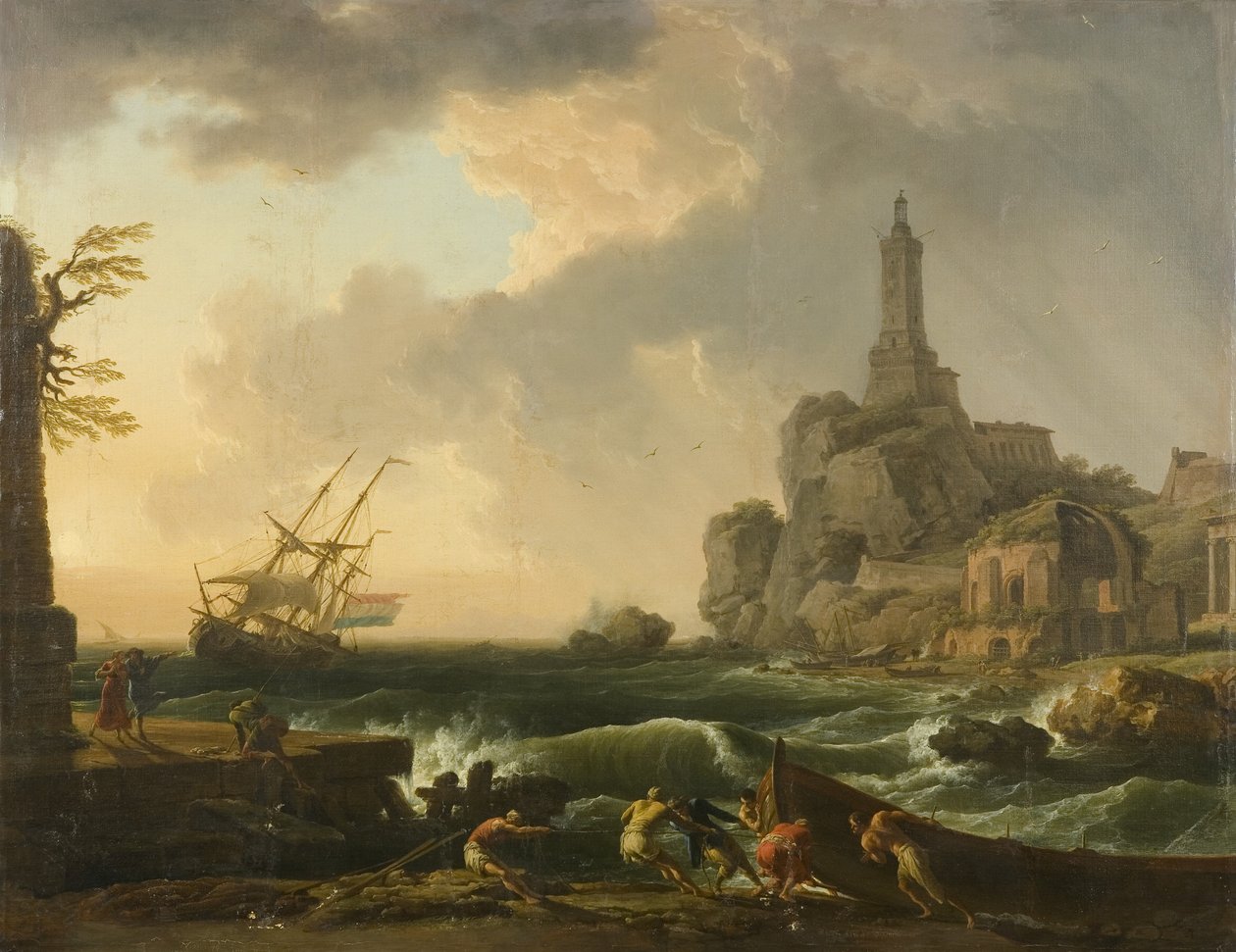 Farol de Gênova e o Templo de Minerva Medica de Claude Joseph Vernet