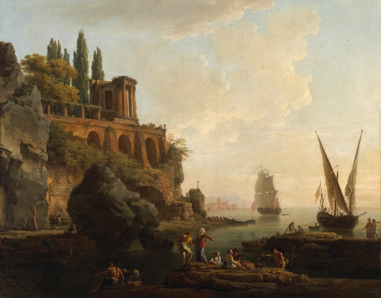 Paisagem imaginária, cena do porto italiano de Claude Joseph Vernet