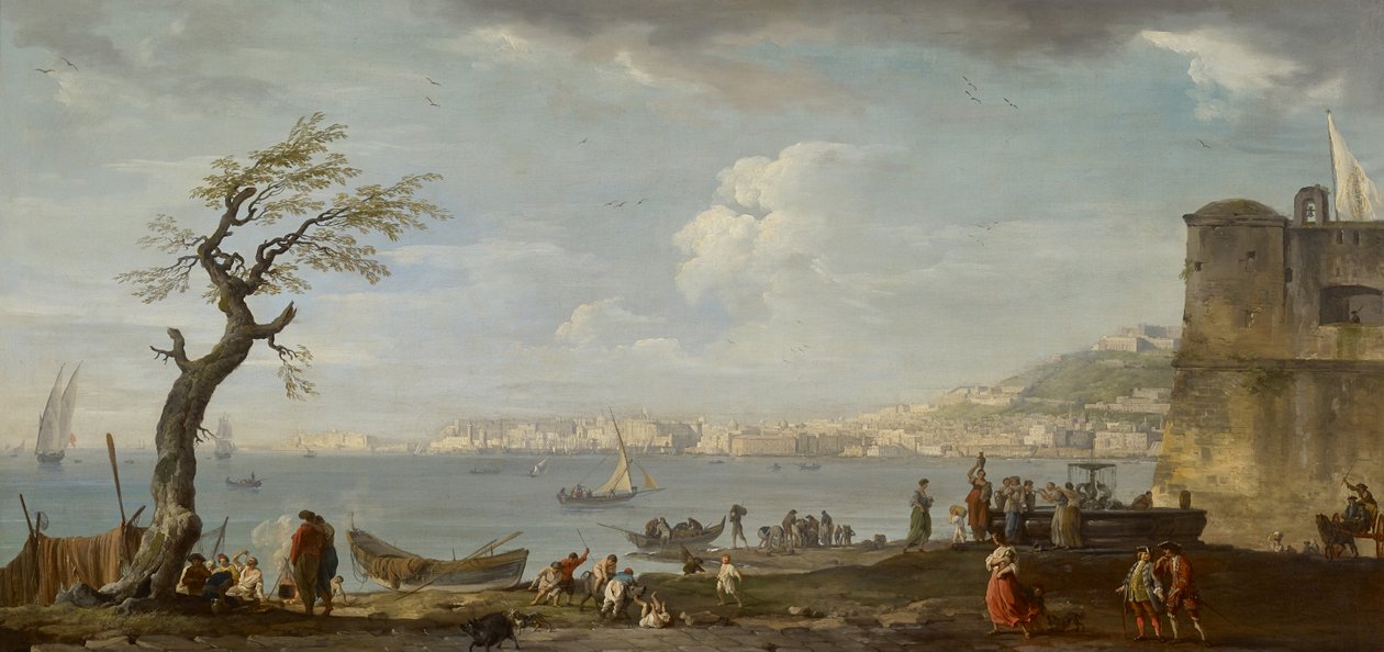 Nápoles, uma vista da baía do Norte, c.1742 (óleo sobre tela) de Claude Joseph Vernet