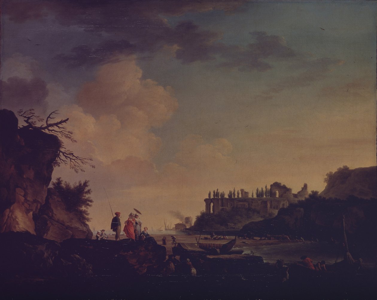 Ruínas perto da foz de um rio, 1748 de Claude Joseph Vernet