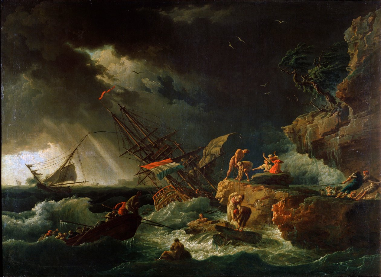 Tempestade no mar, década de 1740. de Claude Joseph Vernet