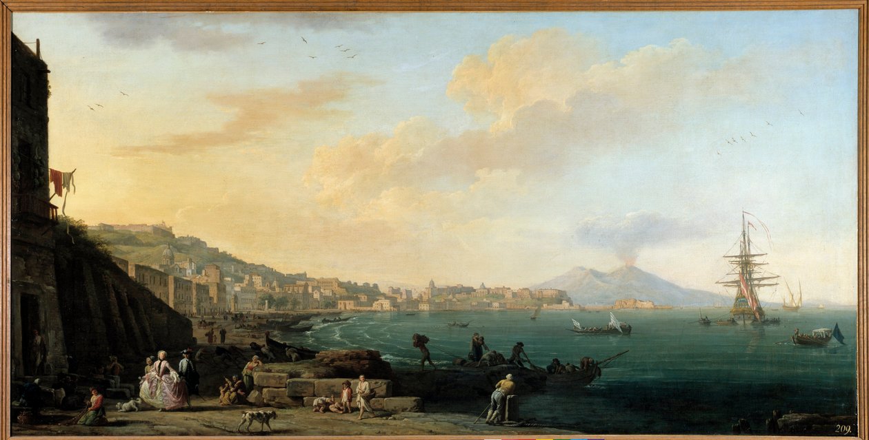 A Baía de Nápoles com a Pintura Vesuva de Joseph Vernet (1714-1789) de Claude Joseph Vernet