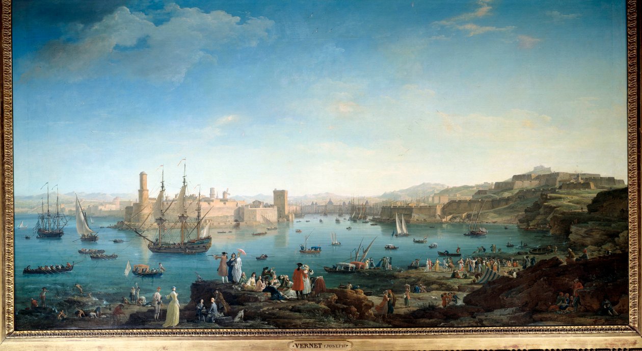 A entrada do porto de Marselha, em 1754. Pintura de Joseph Vernet (1714-1789) de Claude Joseph Vernet