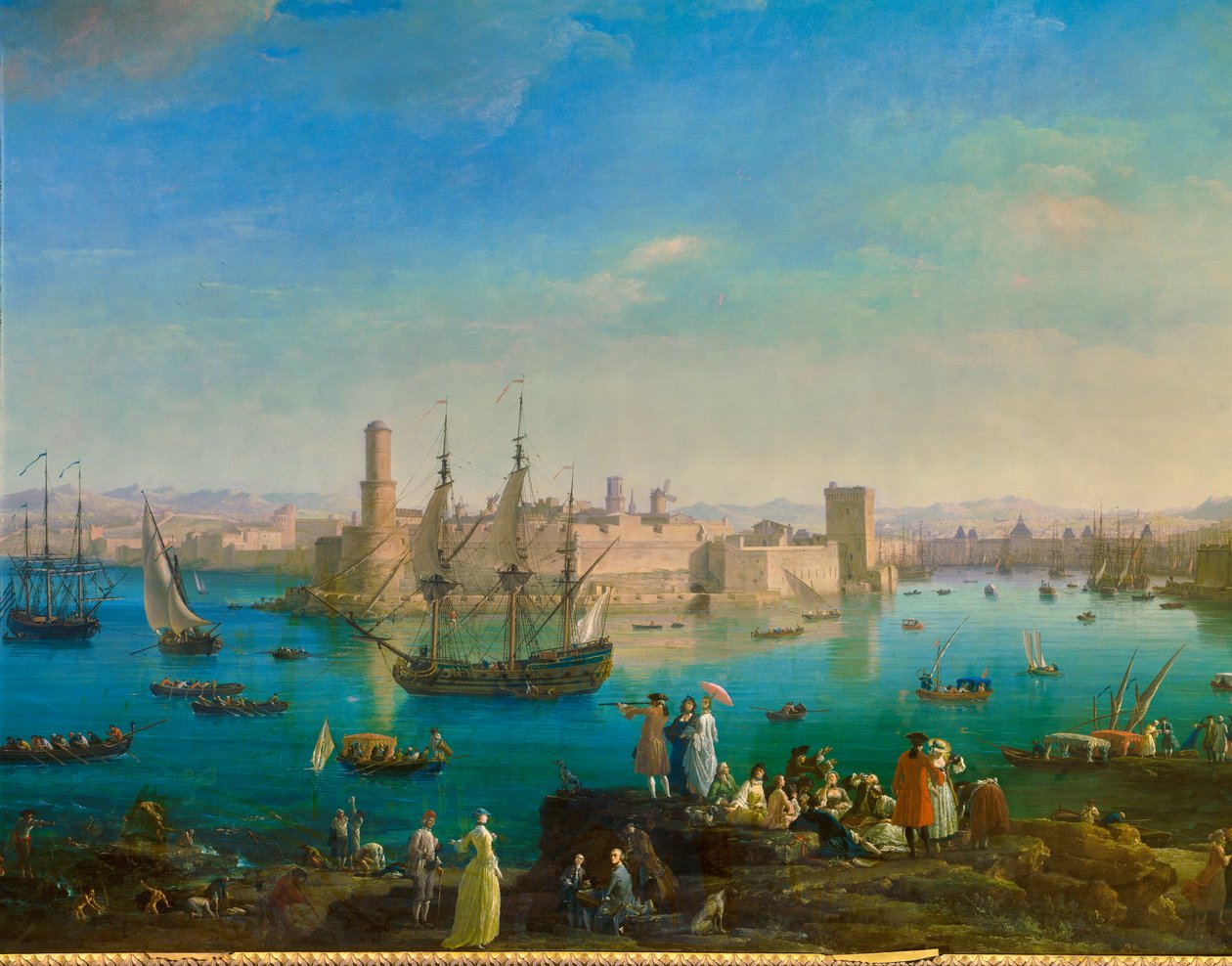 A entrada do porto de Marselha, em 1754. Pinturas de Joseph Vernet (1714-1789) detalhe de Claude Joseph Vernet