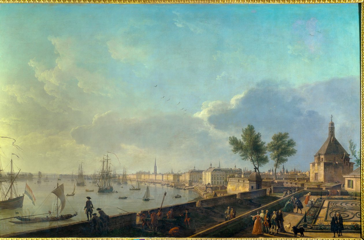 O porto de Bordeaux com as muralhas Pintura de Joseph Vernet (1714-1789) Século XVIII. Paris. Museu da Marinha de Claude Joseph Vernet