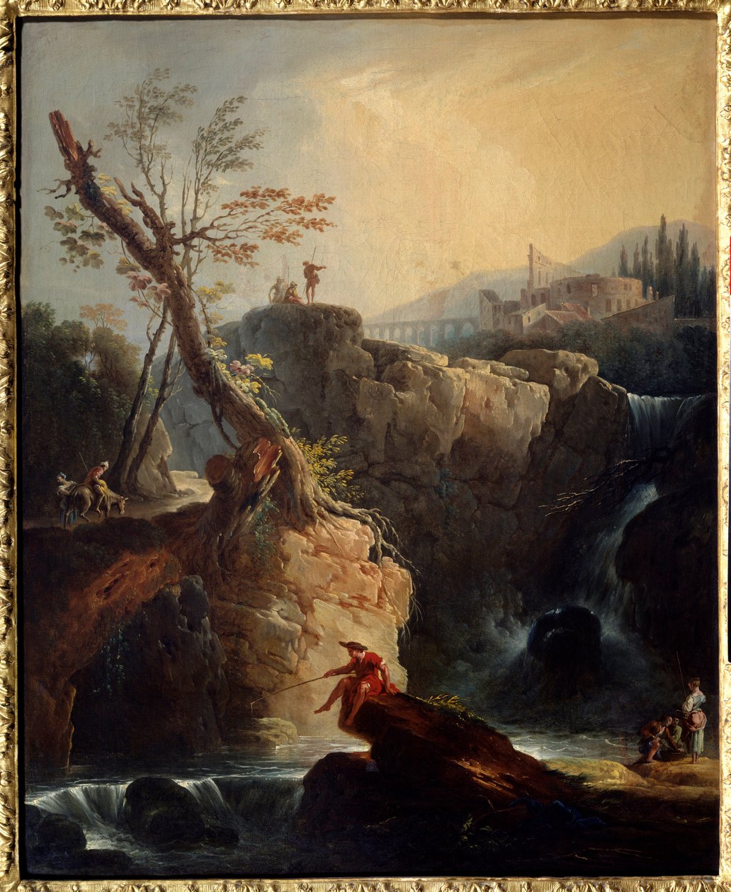 A Pintura da cascata de Joseph Vernet (1714-1789) 1773 Sol. 0,75x0,6 m Rouen, Musee des Beaux Arts. de Claude Joseph Vernet