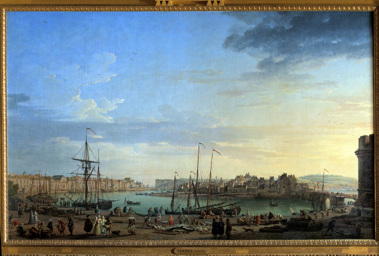 Vista do Porto de Dieppe Pintura de Joseph Vernet (1714-1789) Paris do século XVIII, Musee de la Marine de Claude Joseph Vernet
