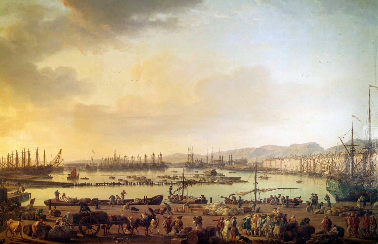 Vista do porto de Toulon Pintura de Joseph Vernet (1714-1789) Paris do século XVIII, Musee de la Marine de Claude Joseph Vernet