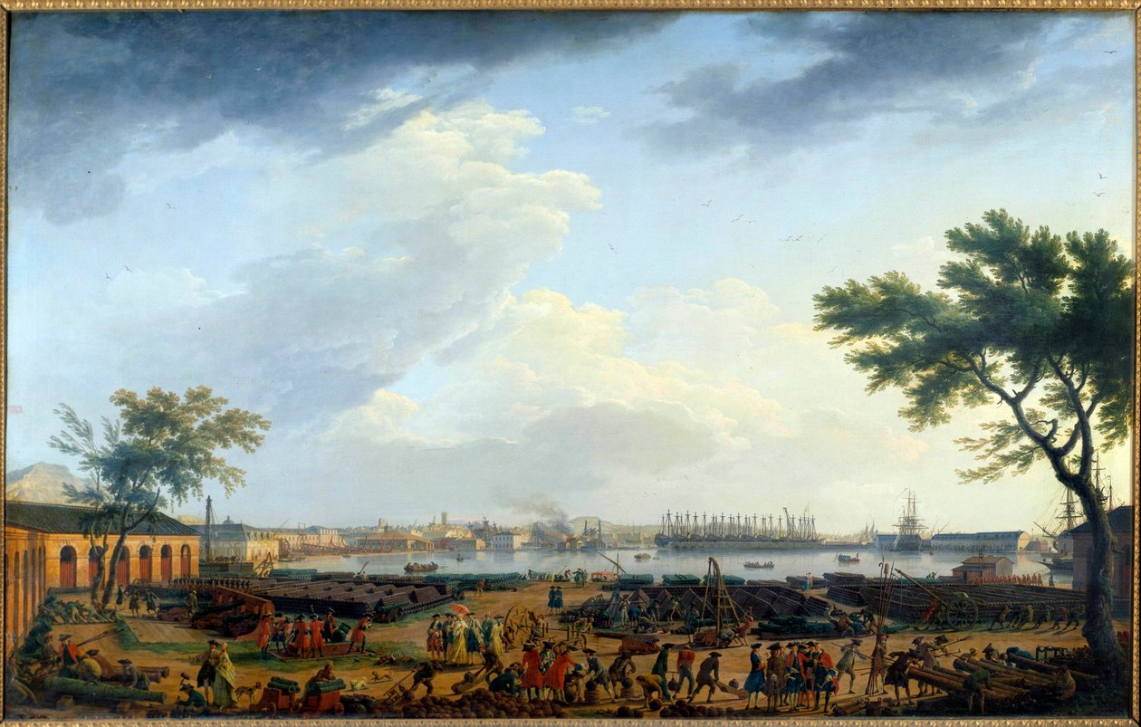 Vista do porto de Toulon e da Pintura Arsenal de Joseph Vernet (1714-1789) Século XVIII. Paris, Museu da Marinha de Claude Joseph Vernet