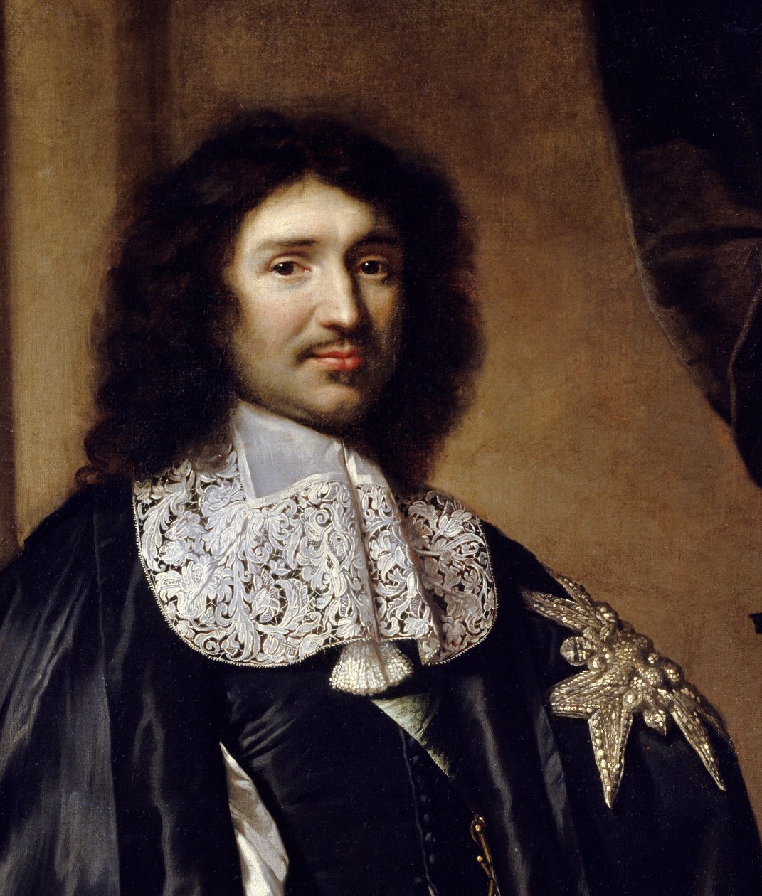 Detalhe de: "Retrato de Jean Baptiste (Jean-Baptiste) Colbert (1619-1683) Ministro de Luís XIV" Pintura de Claude Lefebvre (1632-1675). 1666 Sol. 1,3x0,96 m de Claude Lefebvre