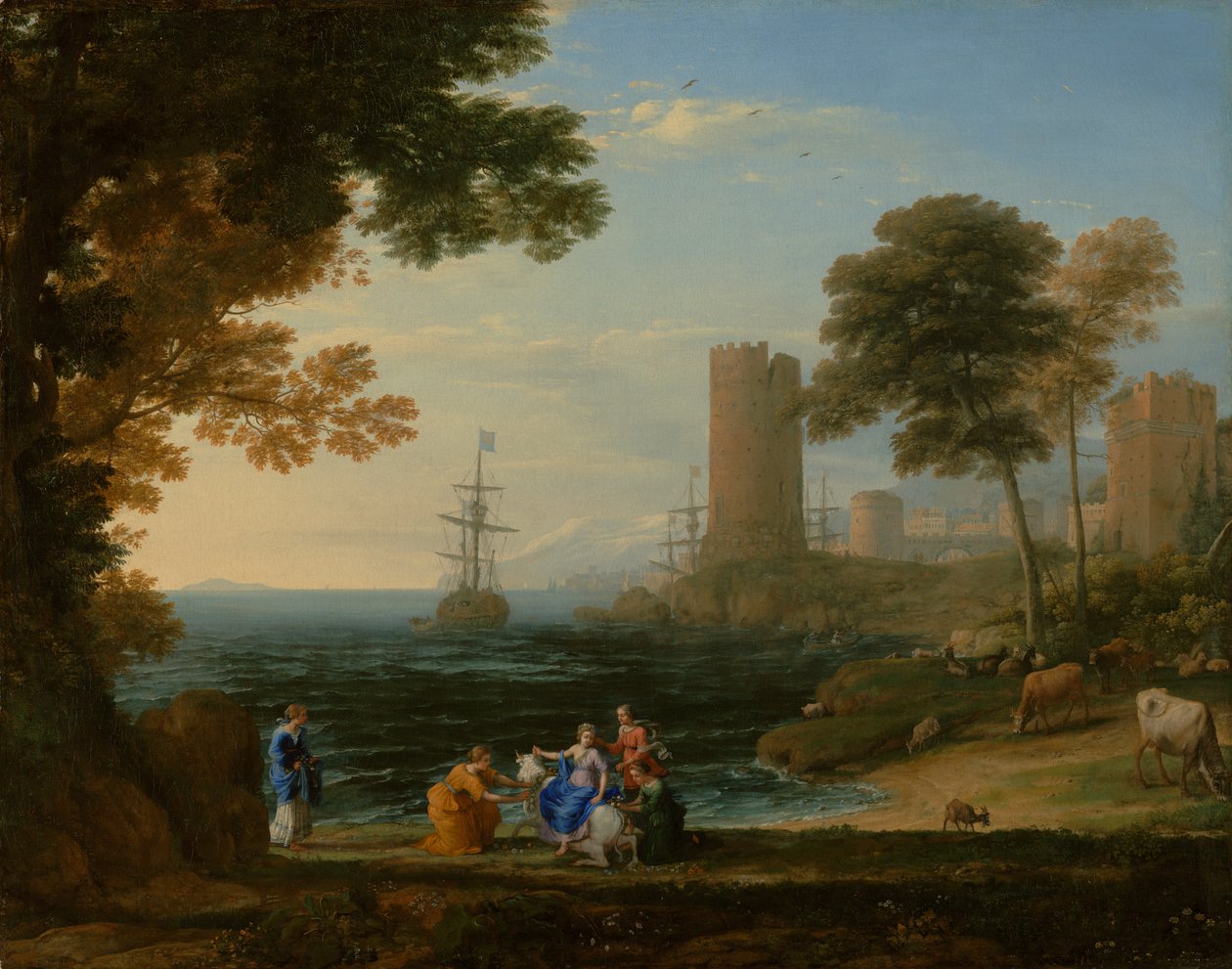 Vista da costa com o rapto da Europa, c.1645 (óleo sobre tela) de Claude Lorrain