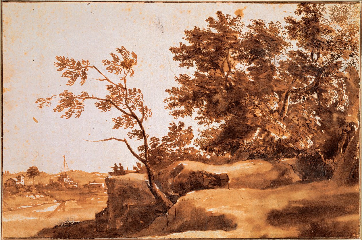 "Tiber Landscape with Castel Sant