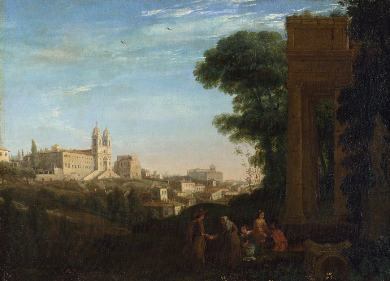 "A View in Rome, Italy" Pintura de Claude Lorrain (1600-1682) Óleo sobre tela 1632 Dim 60,3x84 cm National Gallery, Londres de Claude Lorrain
