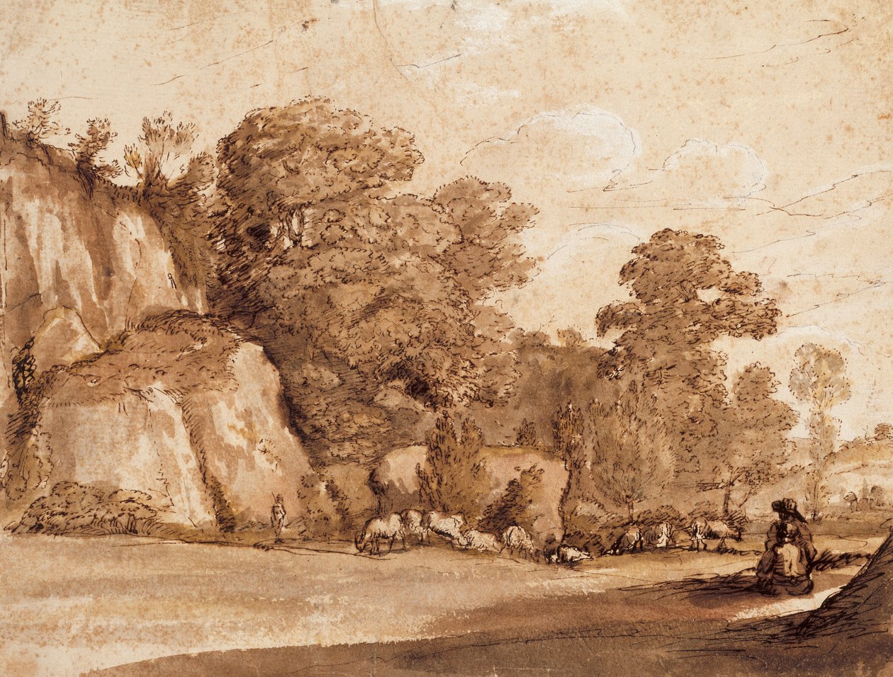 Uma encosta rochosa de Claude Lorrain