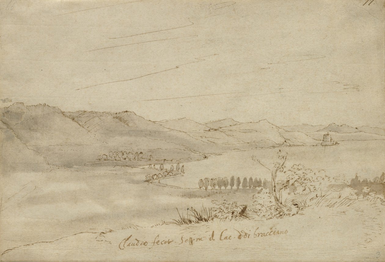 Uma vista do lago Bracciano, c.1638-39 de Claude Lorrain