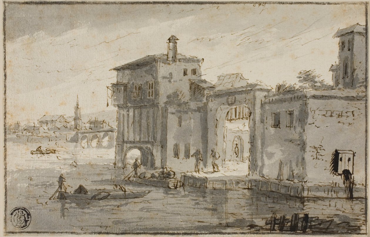 Prédios ao lado da Lagoa de Claude Lorrain
