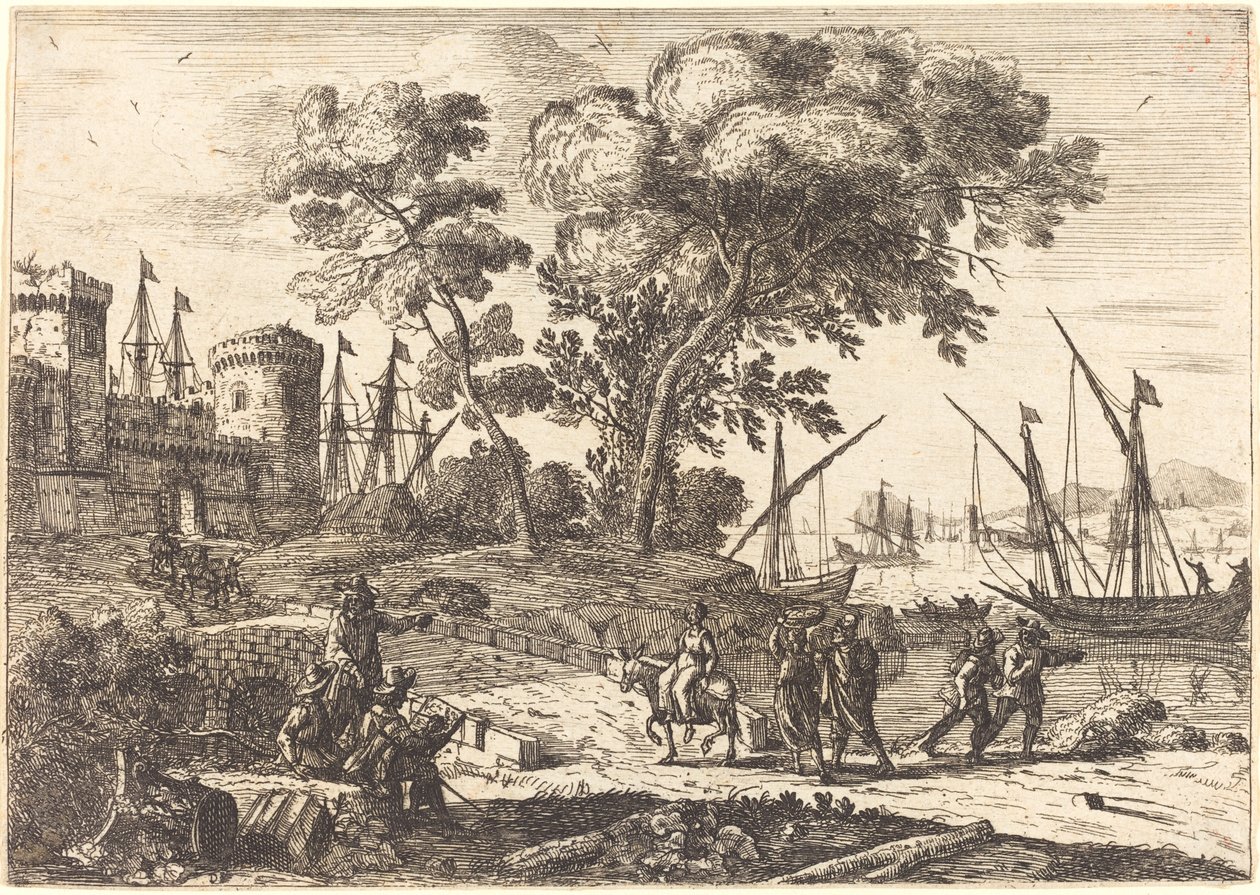 Cena da costa com um artista (Le dessinateur) de Claude Lorrain