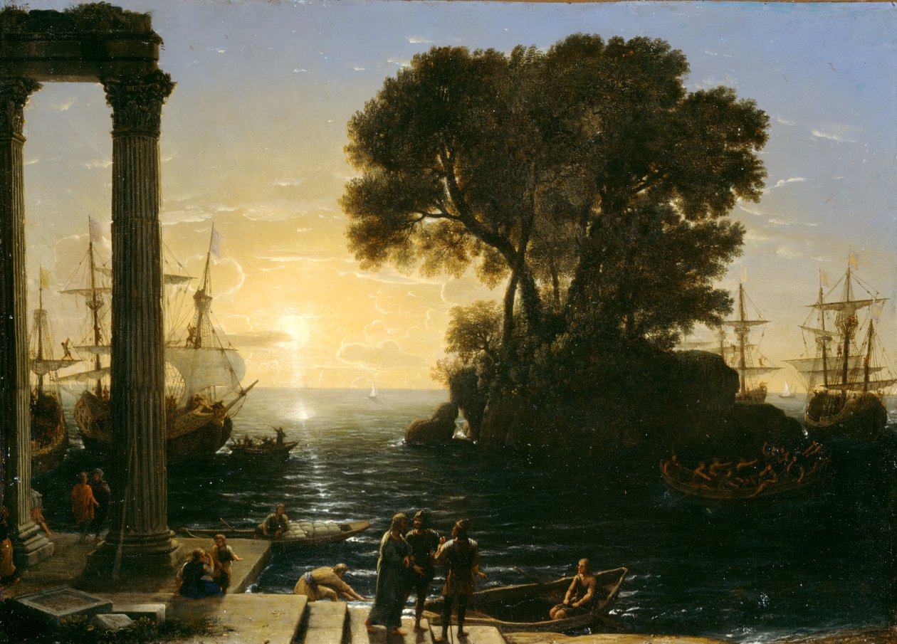 Cena Costeira com o Embarque de São Paulo, 1655. de Claude Lorrain