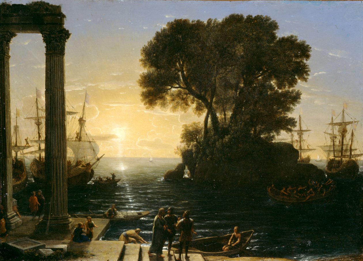 Cena costeira com o embarque de São Paulo, 1655 de Claude Lorrain