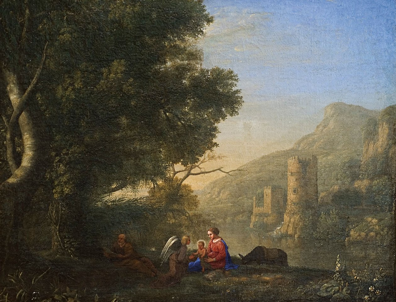 Francês: Paysage avec le repos pendant la fuite en Egypte (Paisagem com o descanso durante o voo para o Egito) de Claude Lorrain