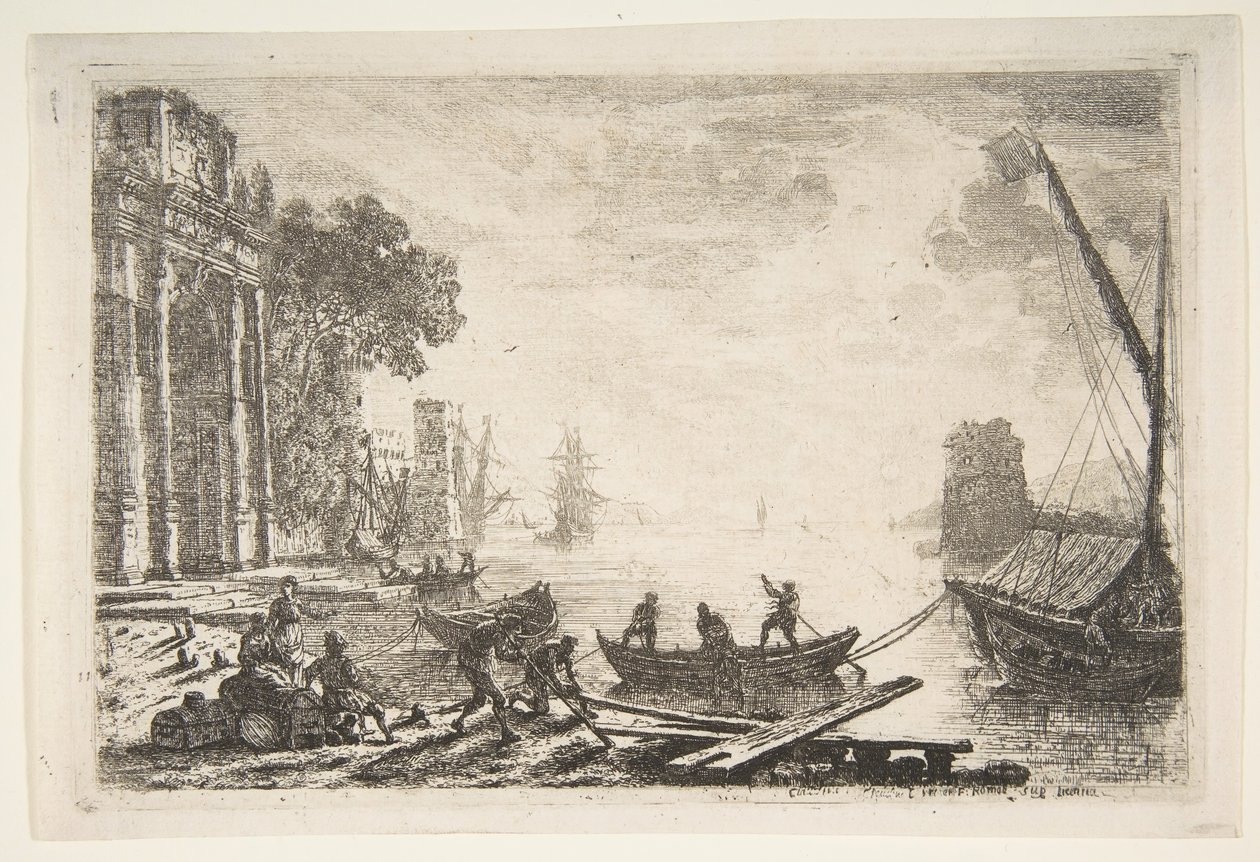Cena do porto com sol nascente, 1634. de Claude Lorrain