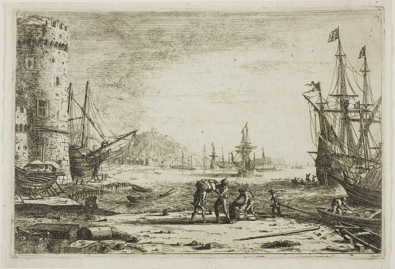 Porto com uma grande torre de Claude Lorrain