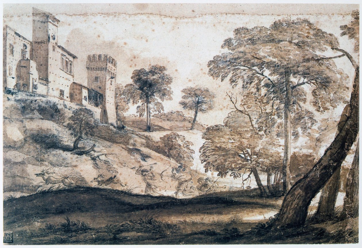 Caçar veados, meados do século XVII de Claude Lorrain