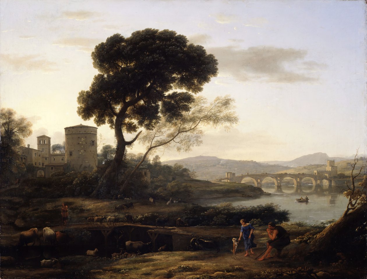 Paisagem perto de Roma com vista para a Ponte Molle, 1645. de Claude Lorrain
