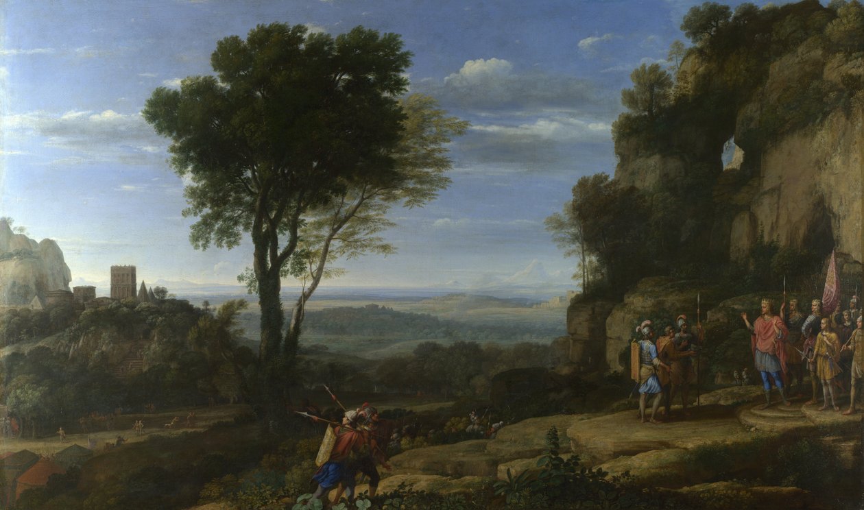 Paisagem com David na caverna de Adullam, 1658 de Claude Lorrain