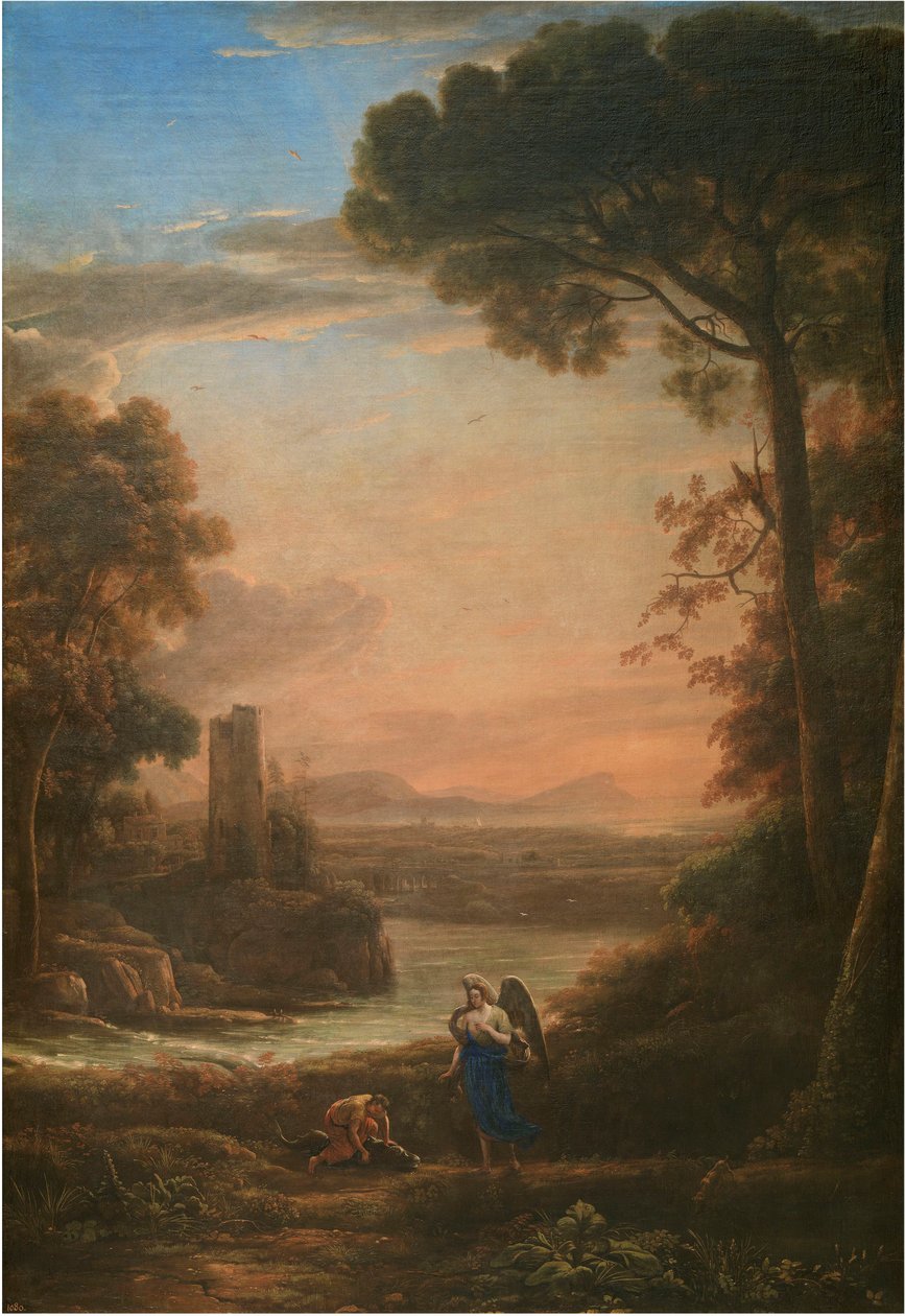 Paisagem com Tobias e o Anjo, 1639-1640. de Claude Lorrain