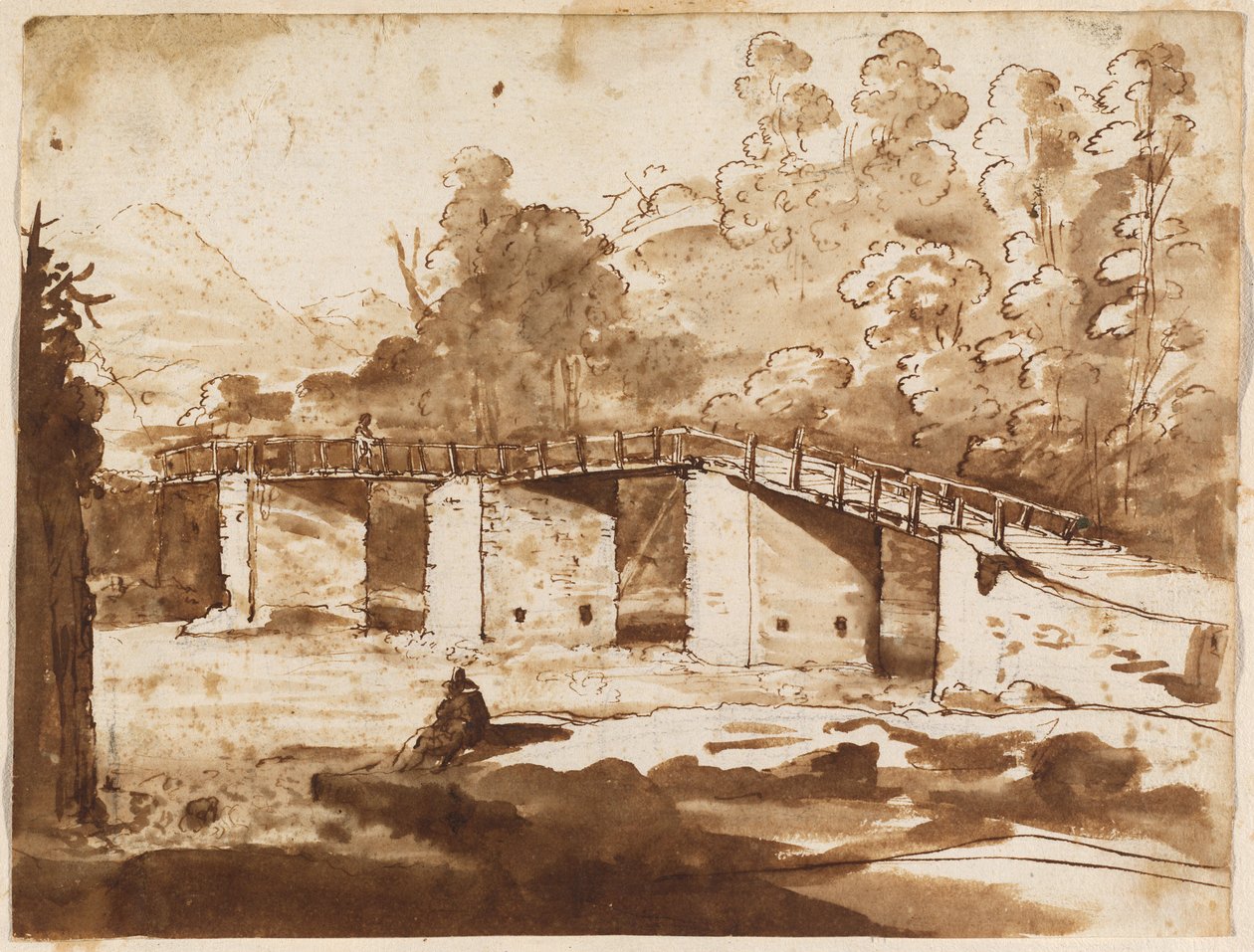 Paisagem com uma ponte de Claude Lorrain