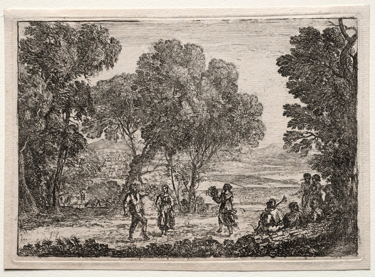 Paisagem com uma dança country (pequeno prato) de Claude Lorrain