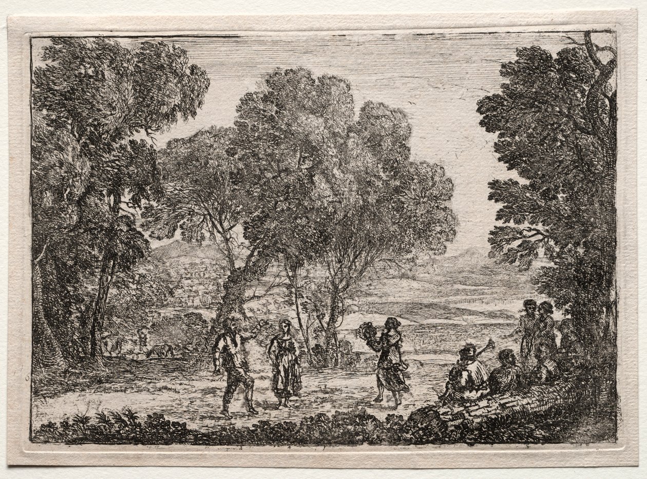 Paisagem com um prato pequeno de dança country, c. 1637 de Claude Lorrain