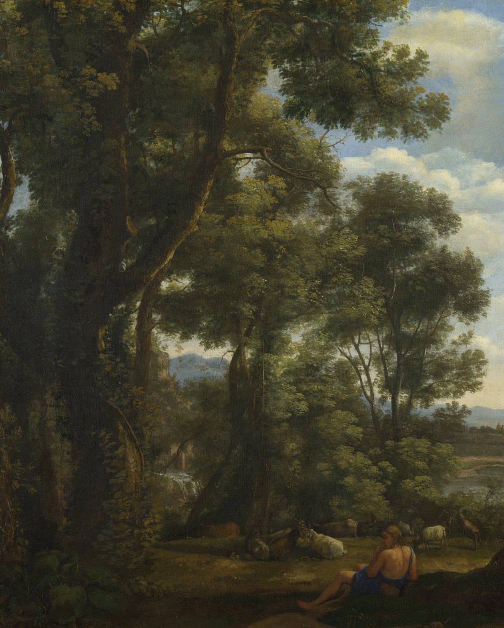 Paisagem com um pastor de cabras e caprinos, ca 1637 de Claude Lorrain