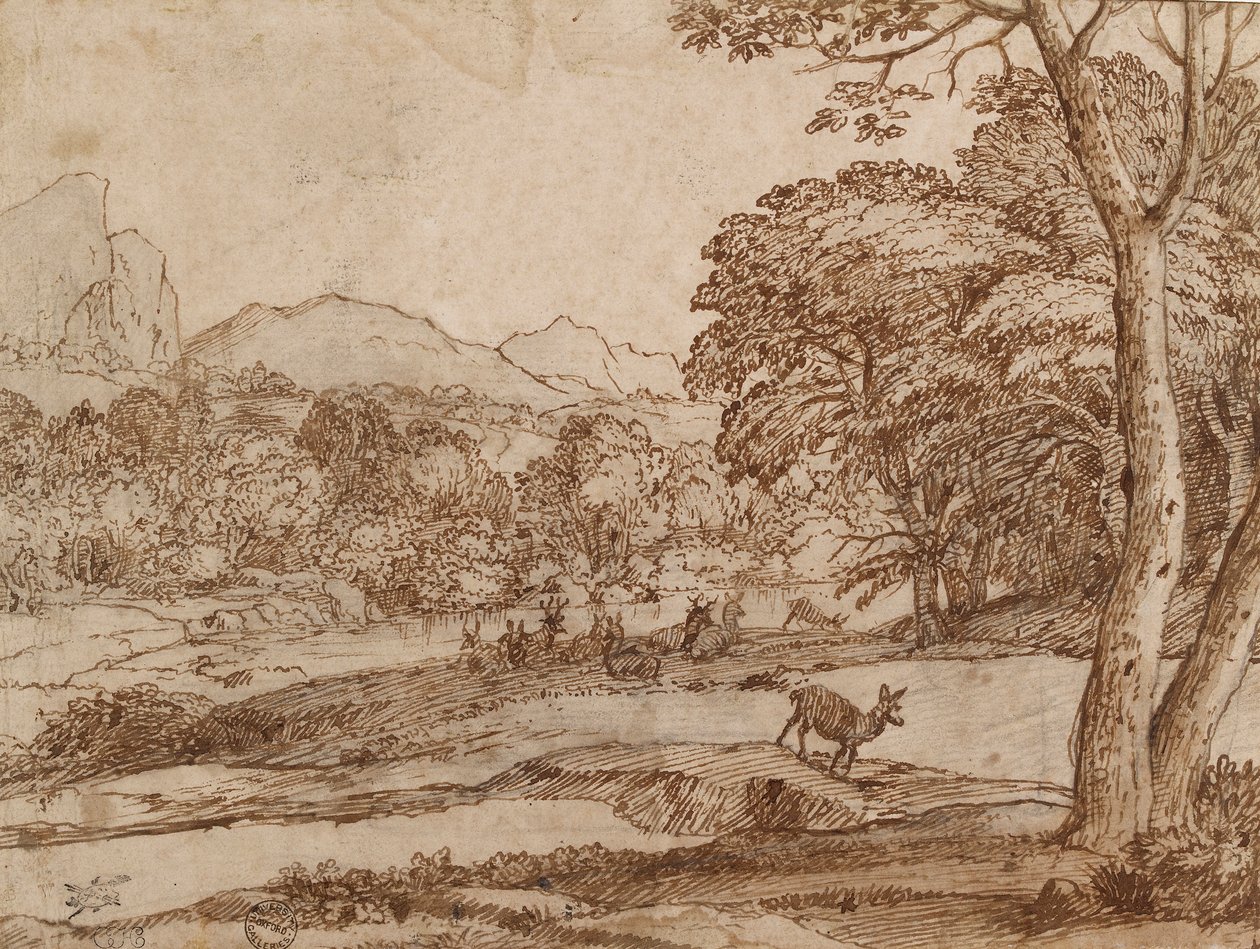 Paisagem com um rebanho de veados, 1666 de Claude Lorrain