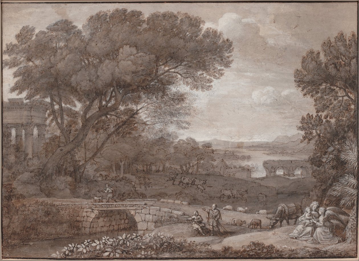 Paisagem com o Repouso na Fuga para o Egito, 1660 de Claude Lorrain
