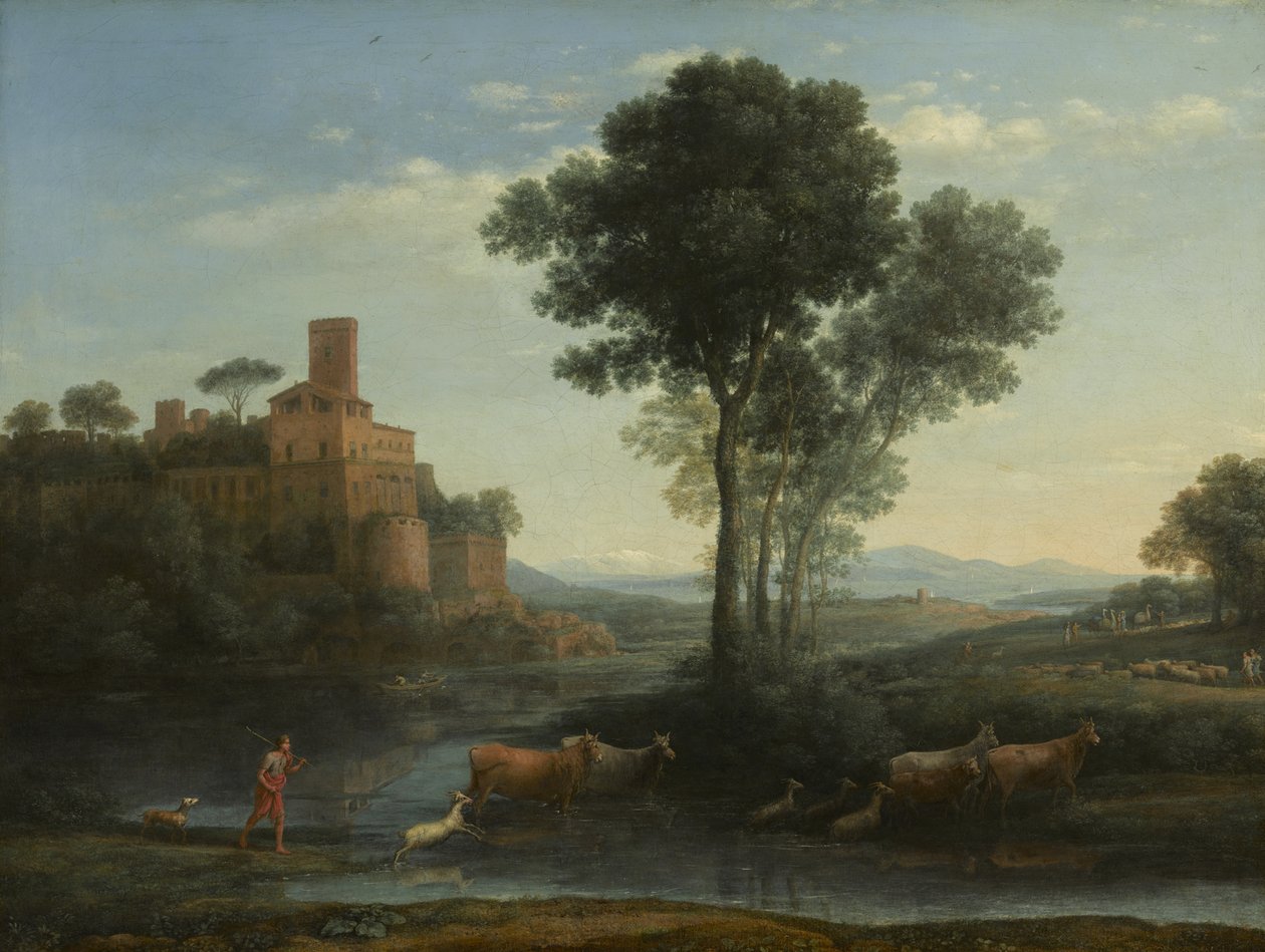 Paisagem com a viagem de Jacó, 1677 de Claude Lorrain