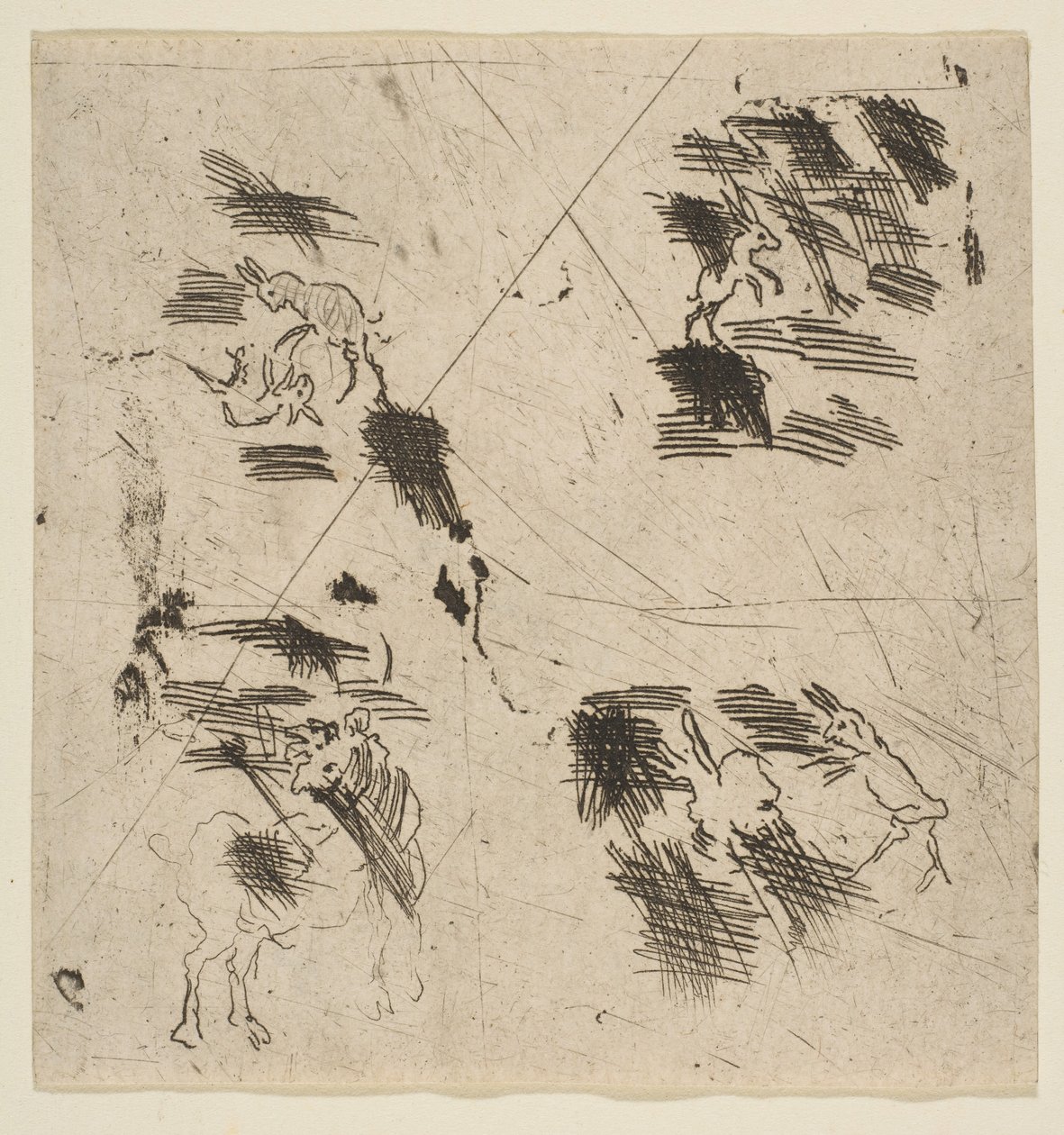Estudo com Brigands Seção Superior, ca. 1633 de Claude Lorrain