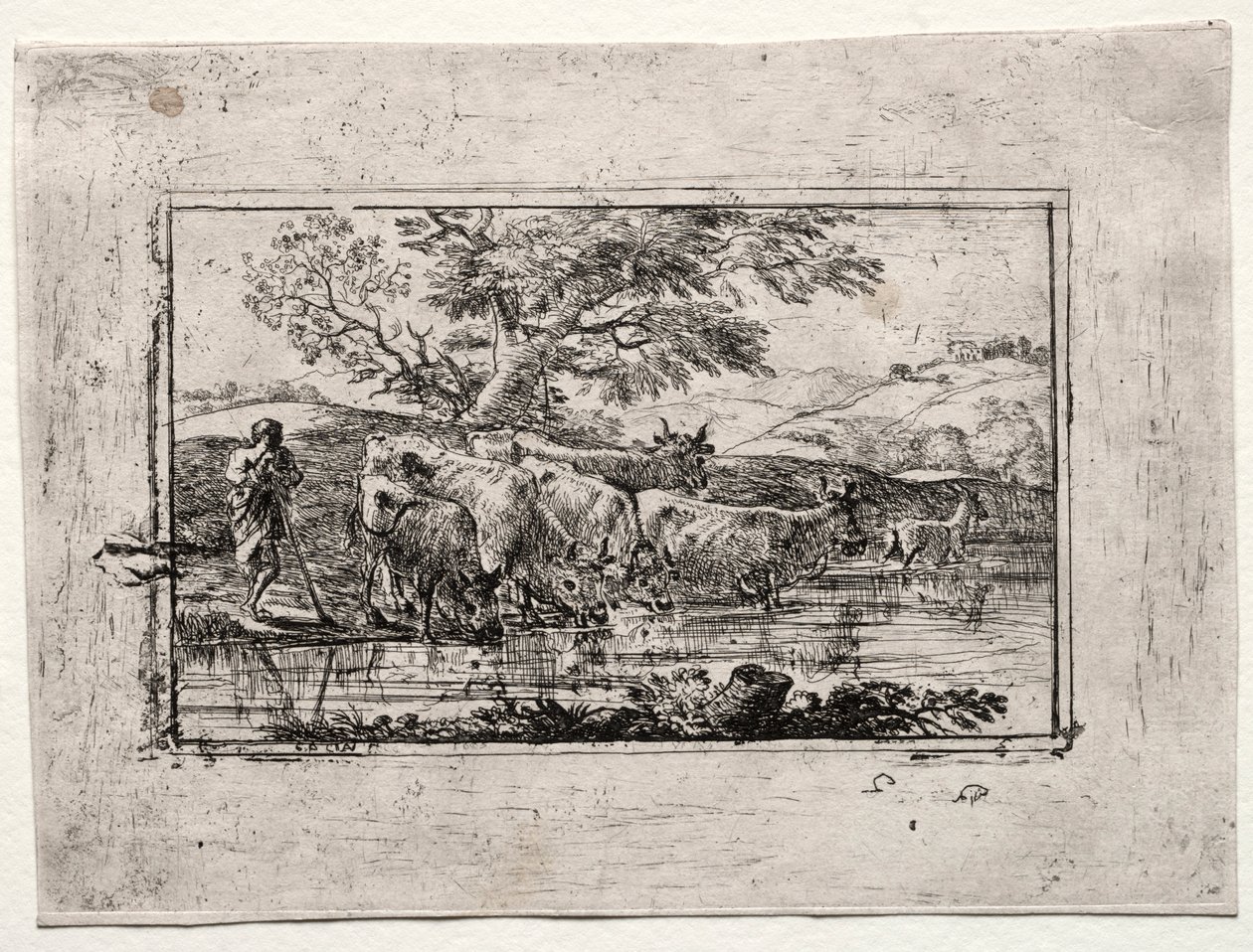 O rebanho no local de rega, 1635. de Claude Lorrain