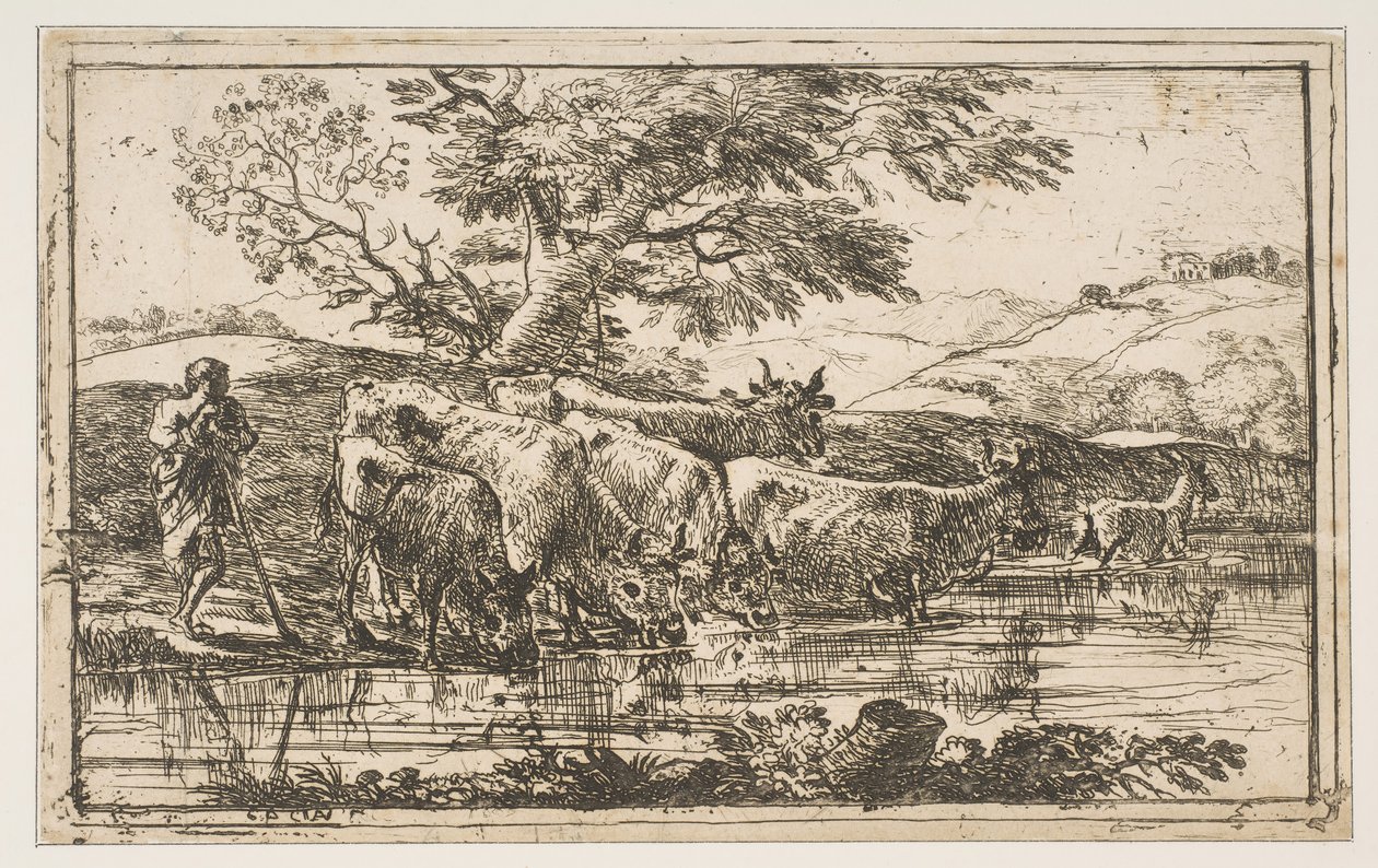 O rebanho no local de rega, 1635. de Claude Lorrain