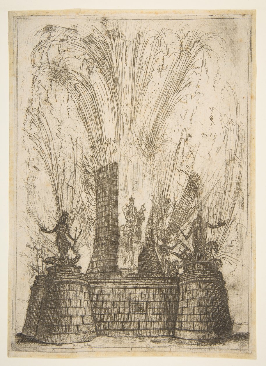 A torre redonda rompeu para revelar a estátua do rei dos romanos, 1637. de Claude Lorrain