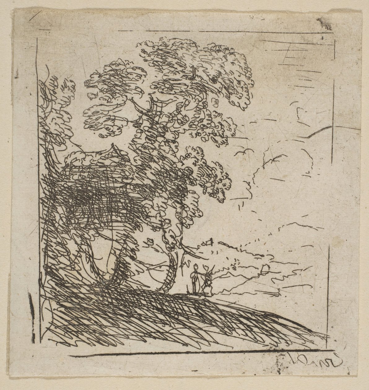 A árvore certa de duas paisagens, ca. 1630 de Claude Lorrain