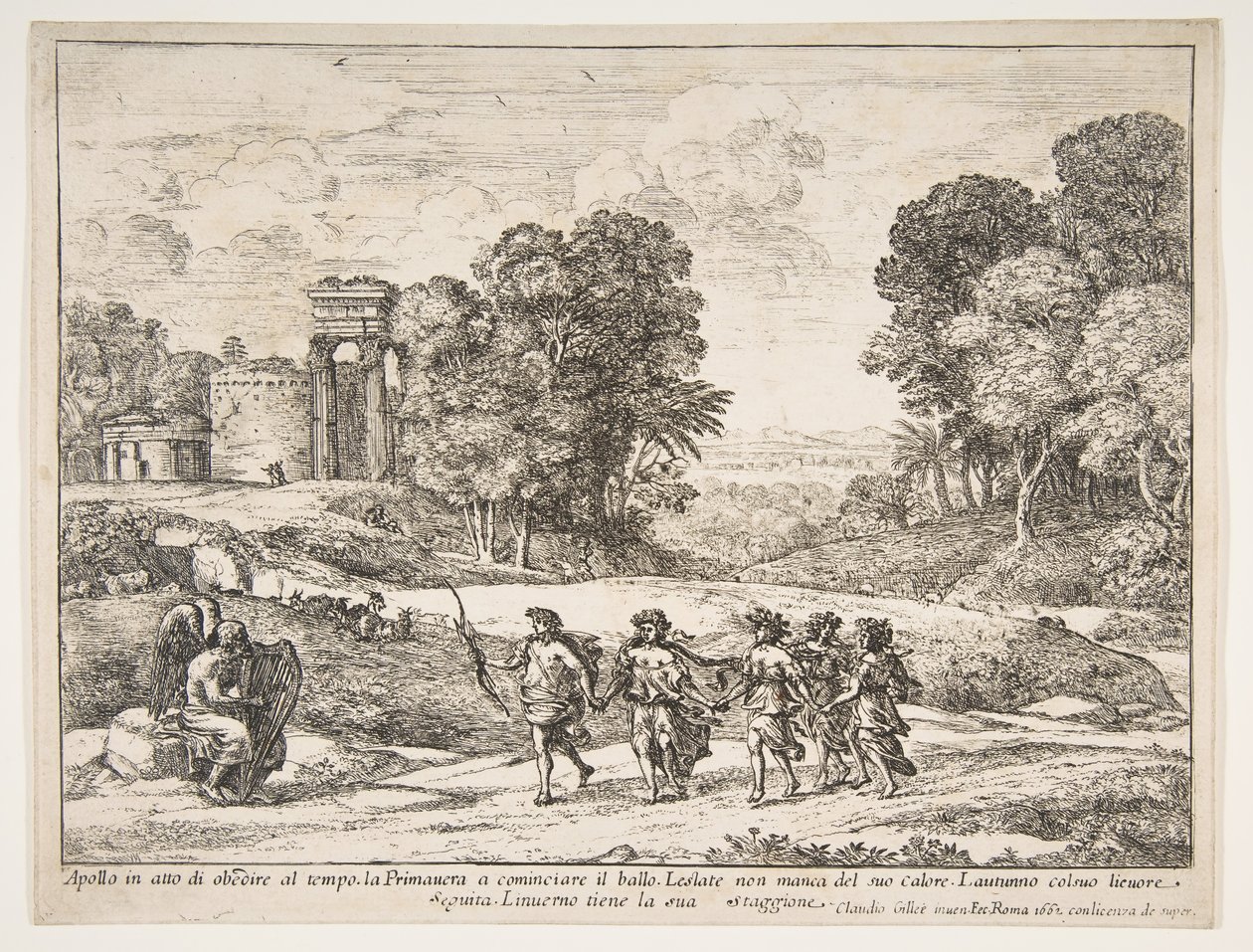 Tempo, Apolo e as Estações, 1662. de Claude Lorrain