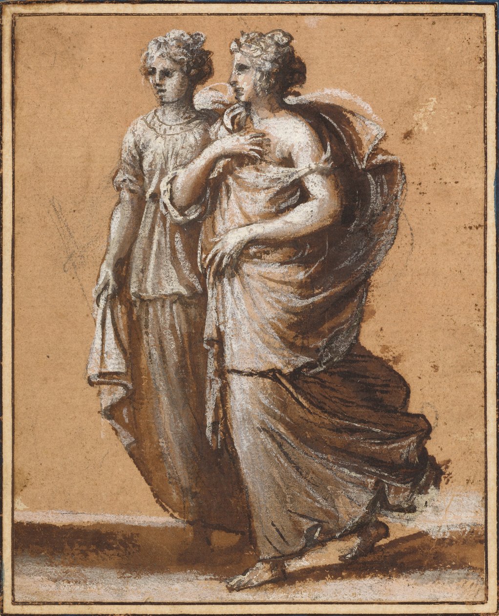 Duas mulheres em trajes clássicos de Claude Lorrain