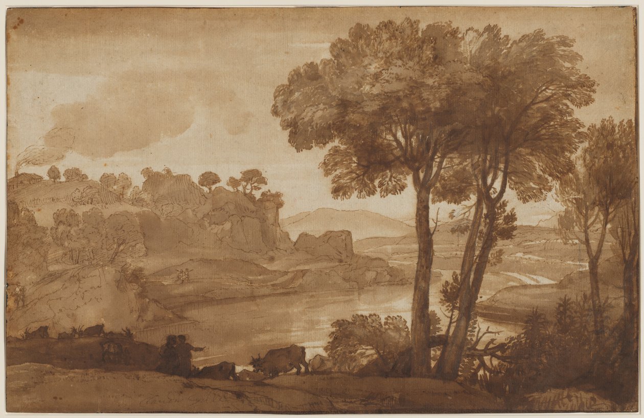 Vista do Acqua Aceosa (reto) de Claude Lorrain