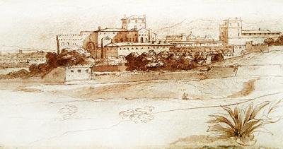 Vista de uma pequena cidade italiana, c.1630 (caneta e lavagem) de Claude Lorrain