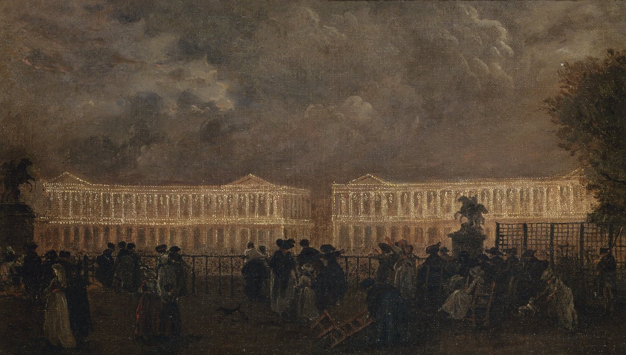 Iluminação da Praça Louis-XV por ocasião do nascimento do Delfim, outubro de 1781, cerca de 1781 (óleo sobre tela) de Claude Louis Chatelet